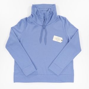 St. John's Bay Womens Funnel Neck Long Sleeve Fleece Pullover Sweatshirt Blue XS